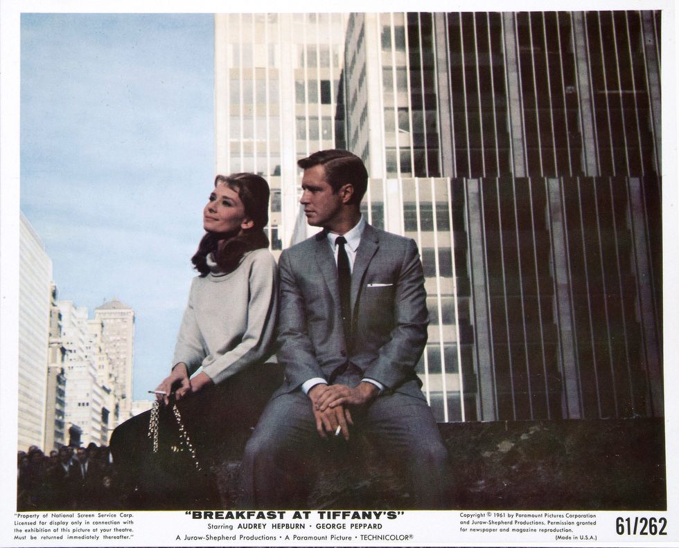 a publicity still for blake edwards 1961 romantic comedy breakfast at tiffanys starring audrey hepburn and george peppard photo by movie poster image artgetty images