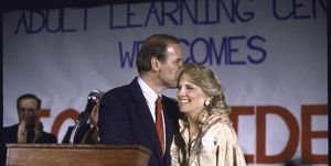 sen joseph r biden jr kissing wife jills forehead after announcing his bid for 1988 democratic presidential nomination  photo by steve lissthe life images collection via getty imagesgetty images