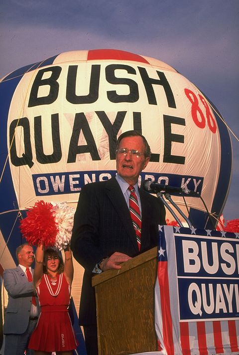 Republican presidential candidate George H W Bush speaking