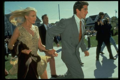John F. Kennedy Jr. & actress / girlfriend Daryl Hannah on their way to wedding of his cousin Ted Kennedy Jr. to Kiki Gershman