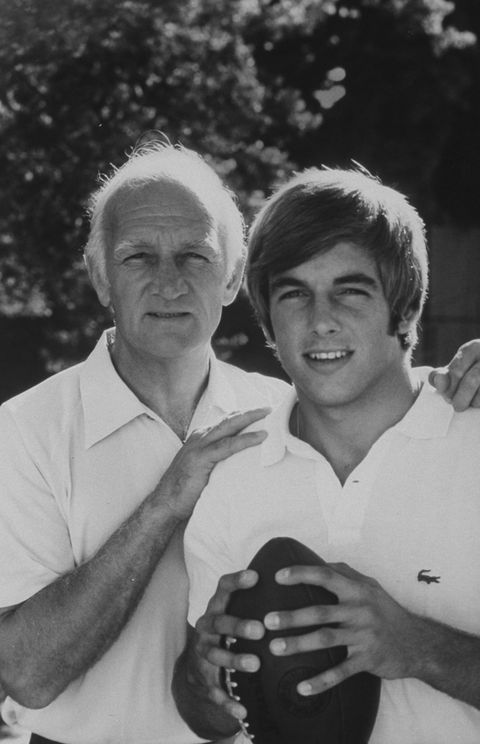 former michigan football superstar tom harmon l posing w his son mark who is uclas quarterback  photo by john brysonthe life images collection via getty imagesgetty images