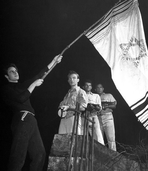 marlon brando holding flag with star of david on it in play flag is born  photo by eileen darbythe life images collection via getty imagesgetty images