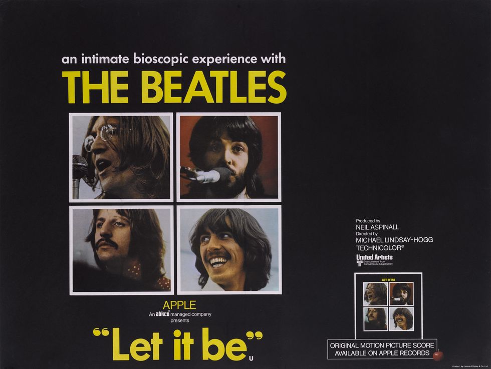a poster for the apple corps movie let it be, featuring the beatles, 1970  photo by movie poster image artgetty images