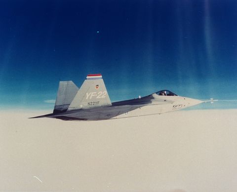side view of prototype yf 22 advanced tactical fighter during test flight at edwards air force base, ca  photo by time life picturesdepartment of defense dodthe life picture collection via getty images