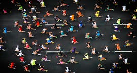 aerial view of runners