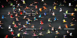 aerial view of runners