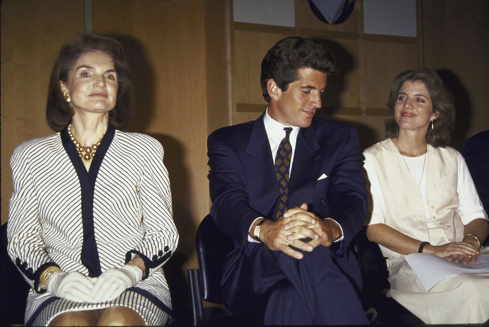 Jacqueline Kennedy Onassis and her children John F. Kennedy Jr. and Caroline Kennedy.
