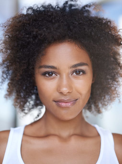 Hair, Face, Hairstyle, Eyebrow, Chin, Skin, Beauty, Black hair, Afro, Lip, 
