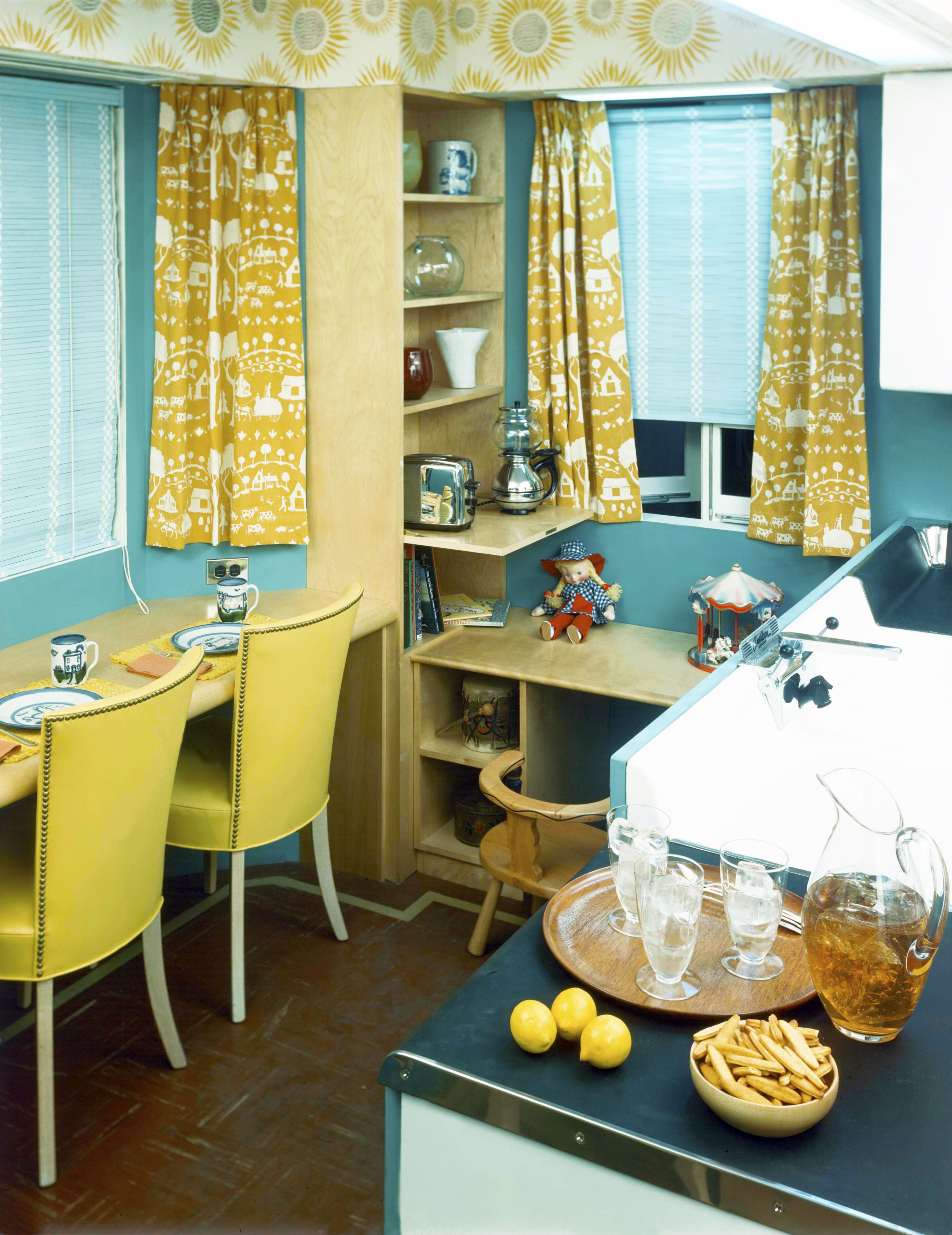 yellow retro kitchen