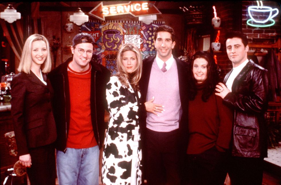 friends special episode, the one that could have been, part one from l r lisa kudrow, matthew perry, jennifer aniston, david schwimmer, courteney cox arquette and matt leblanc all the friends ponder what might have been if each had taken a different path in life and they imagine that a frustrated ross schwimmer stays with his wife carol jane sibbett and ignores her disinterest in him a married rachel aniston is starstruck when she meets hunky days of our lives star joey leblanc who never lost his job as dr drake ramoray phoebe lisa kudrow is a corporate stockbroker and a portly monica cox arquette frets about losing her virginity while chandler perry is a struggling writer who stoops to working as joeys lowly assistant just to make ends meet  photo by getty images