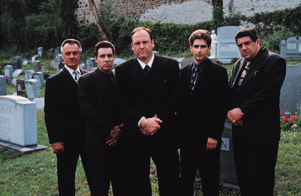 The cast of "The Sopranos": (L-R) Tony Sirico, Steve Van Zandt, James Gandolfini, Michael Imperioli, Vincent Pastore