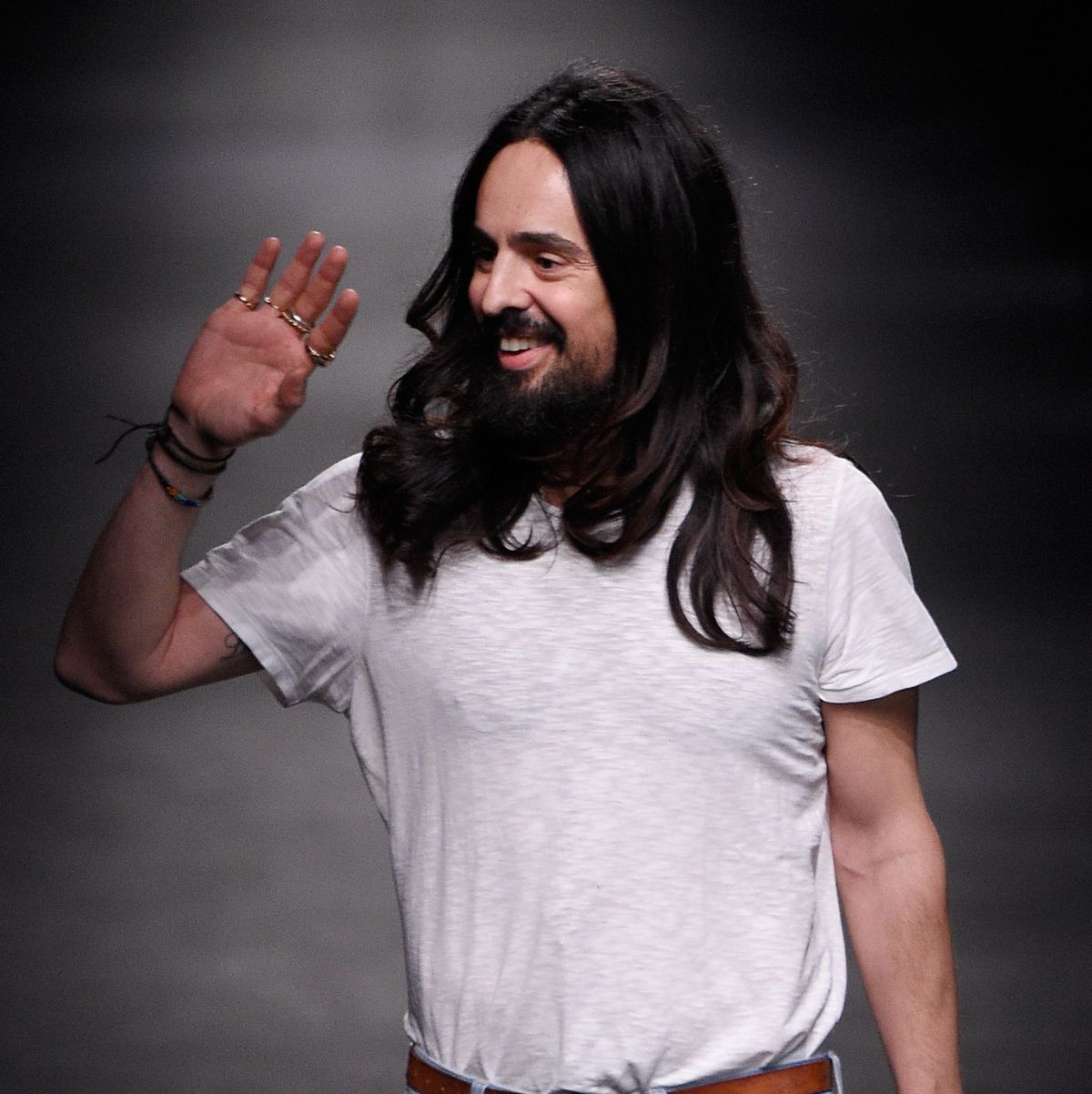 milan, italy february 24 designer alessandro michele walks the runway at the gucci show during milan fashion week fallwinter 201617 on february 24, 2016 in milan, italy photo by pietro dapranogetty images