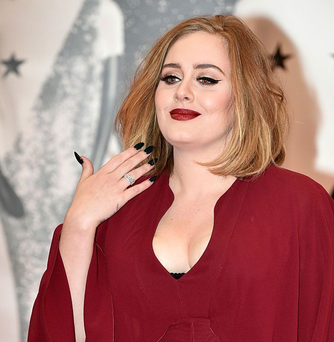 british singer adele poses on the red carpet after arriving to attend the brit awards 2016 in london on february 24, 2016  afp  niklas hallen  restricted to editorial use, to illustrate the event as specified in the caption  no posters  no use in monographs        photo credit should read niklas hallenafp via getty images
