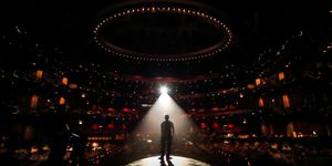 hollywood, ca february 27 a man is seen in silhouette onstage during rehearsals for the 88th annual academy awards at dolby theatre on february 27, 2016 in hollywood, california photo by christopher polkgetty images