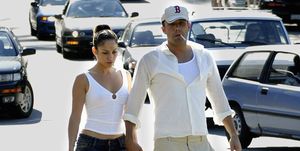 vancouver, bc   july 6  actors jennifer lopez and ben affleck walk together in deep cove july 6, 2003 in vancouver, canada  photo by lyle staffordgetty images
