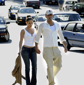 vancouver, bc   july 6  actors jennifer lopez and ben affleck walk together in deep cove july 6, 2003 in vancouver, canada  photo by lyle staffordgetty images