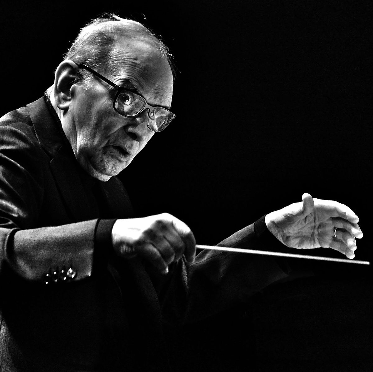 london, england   february 16  editors note image has been digitally retouched  italian composer ennio morricone performs at the o2 arena, on february 16, 2016 in london, england  photo by jim dysonredferns