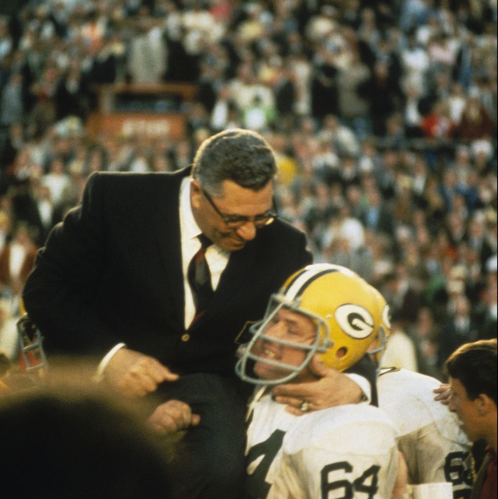 miami   january 14 vince lombardi celebrates after winning super bowl ii against the oakland raiders on january 14, 1968 in miami, florida  the packers defeated the raiders 33 14 photo by focus on sportgetty images