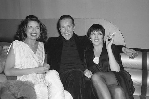 original caption new york actress liza minnelli right currently on broadway in musical entitled the act, at the majestic theatre, relaxes at studio 54 with fashion designer halston and bianca jagger as she gears up to celebrate her 32nd birthday with a party that will be thrown 31278 at halston midtown showroom