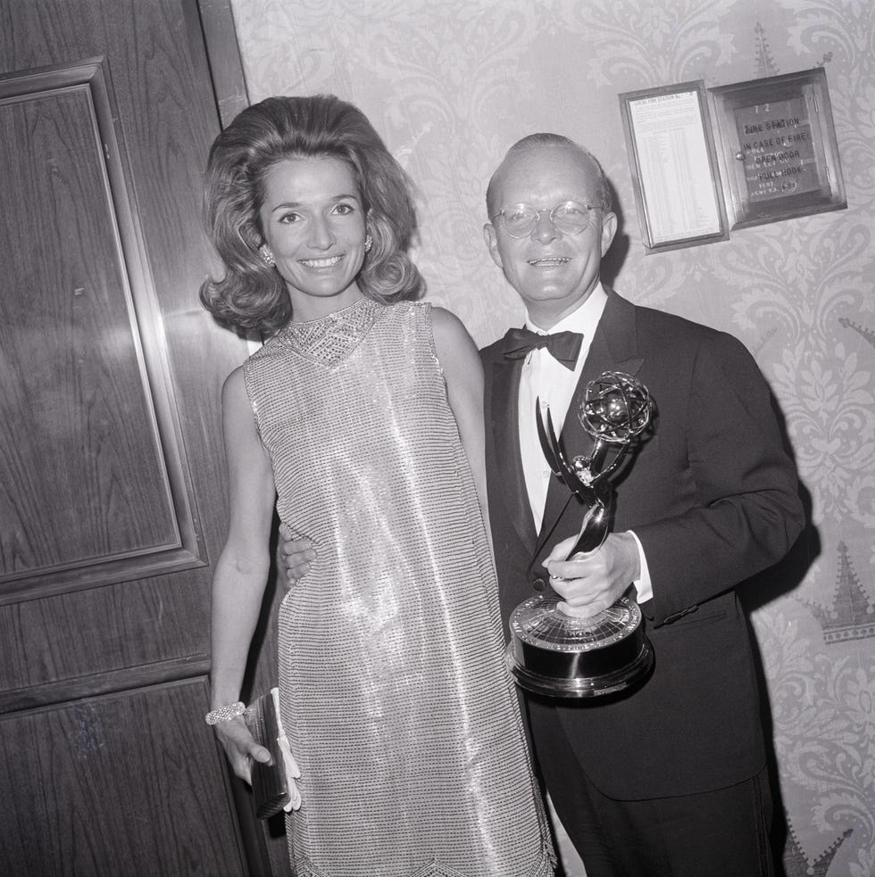 original caption 641967 lee radziwill l and truman capote pose for the camera at the emmy awards capote won his emmy in the category of outstanding individual achievements for a christmas memory