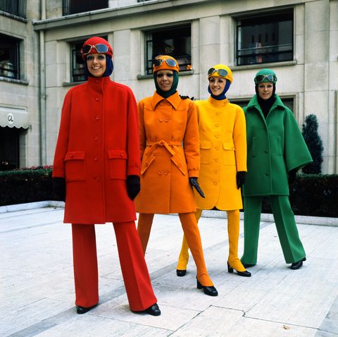 Models Wearing Bright Coats by Guy Laroche