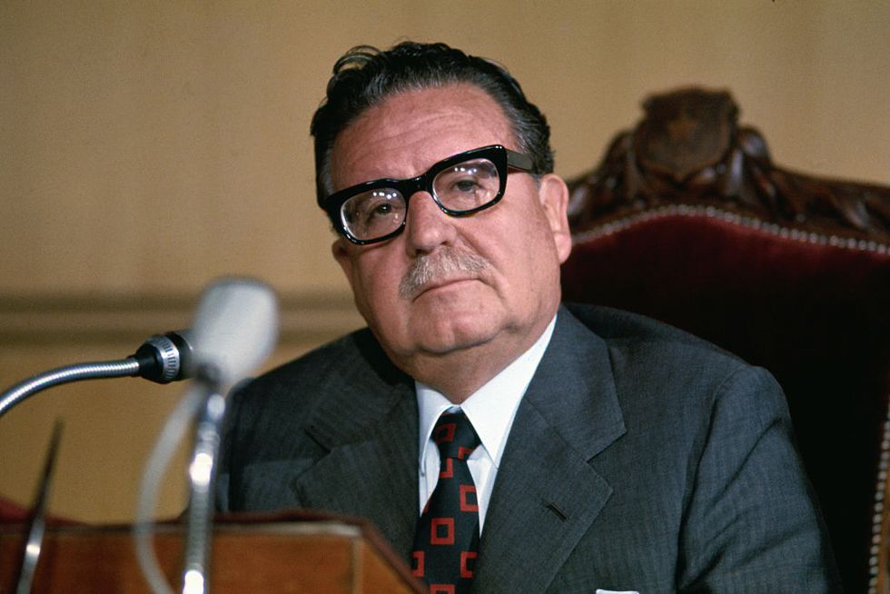 chilean president salvador allende attends a press conference in santiagos government house prior to the 1973 congressional elections while allendes government would survive the election, it was overthrown in a military coup just six months later