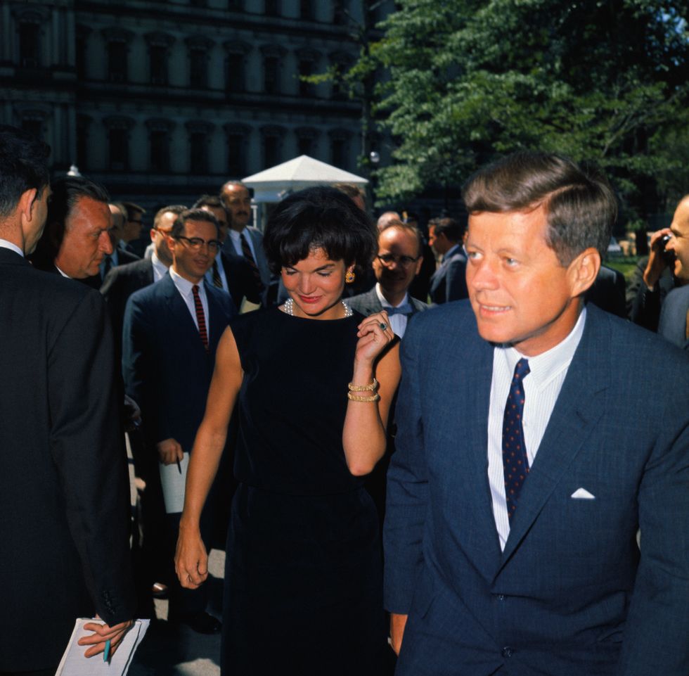 washington, d c john f kennedy with wife, jacqueline, during a visit from prince rainier and princess grace