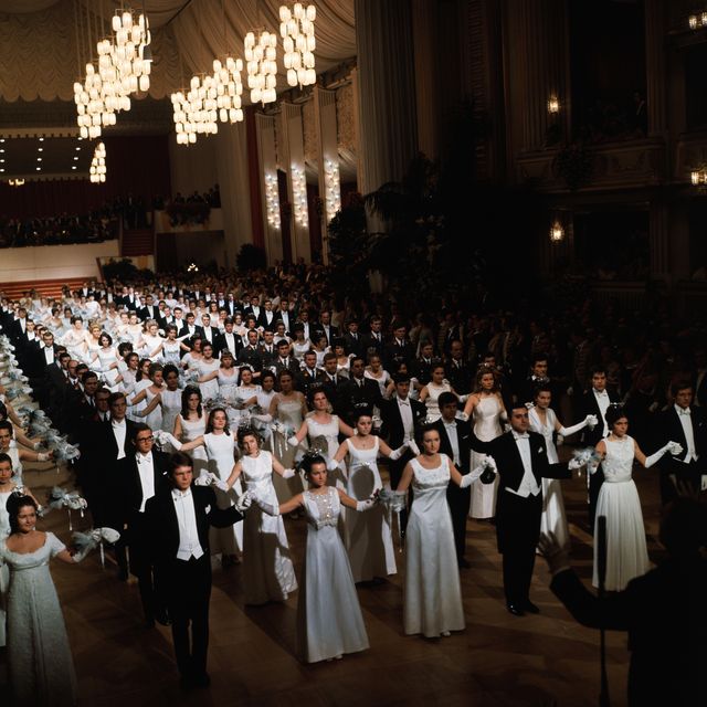original caption vienna, austria the vienna statsoper, state opera, held an opera ball at which debutantes were presented white clad debutantes and their escorts open the ball