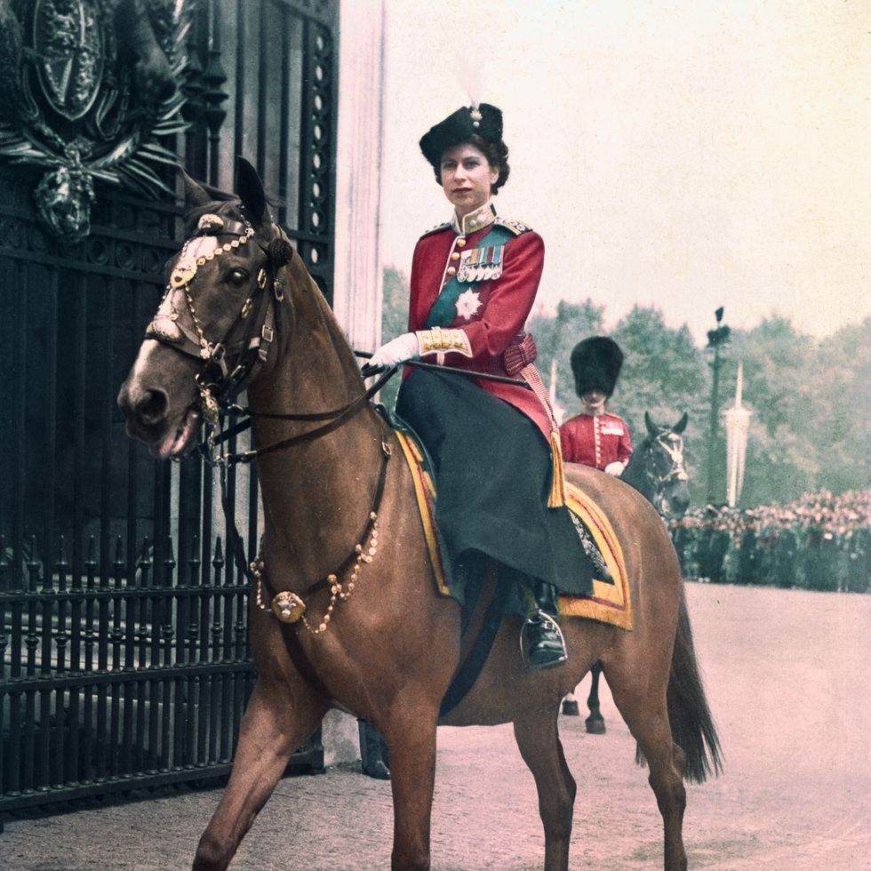 original caption princess elizabeth of england represents the king at colorful trooping ceremony princess elizabeth photographed on her arrival back at the palace ceremonies