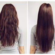 Brown, Hairstyle, Shoulder, Joint, Red, White, Style, Elbow, Long hair, Beauty, 