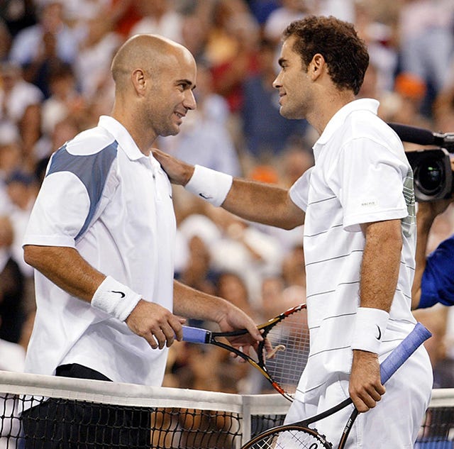 Andre Agassi con il rivale Pete Sampras