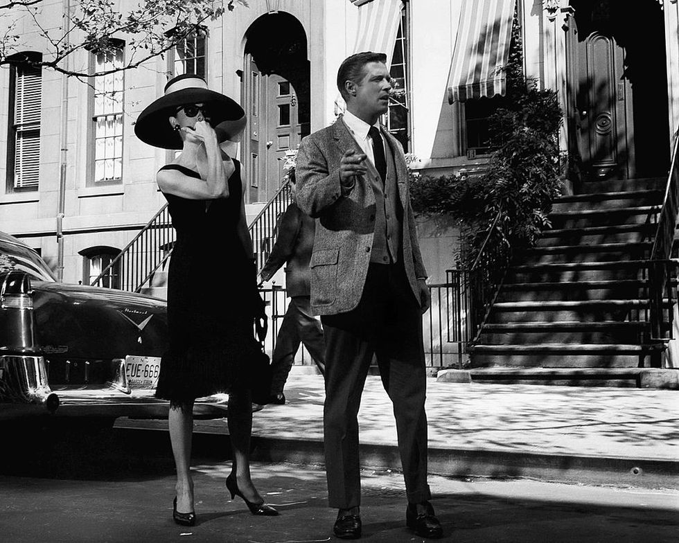 new york   1961  actress audrey hepburn and actor george peppard pose for a publicity still for the paramount pictures film breakfast at tiffanys in 1961 in new york city, new york photo by donaldson collectionmichael ochs archivesgetty images