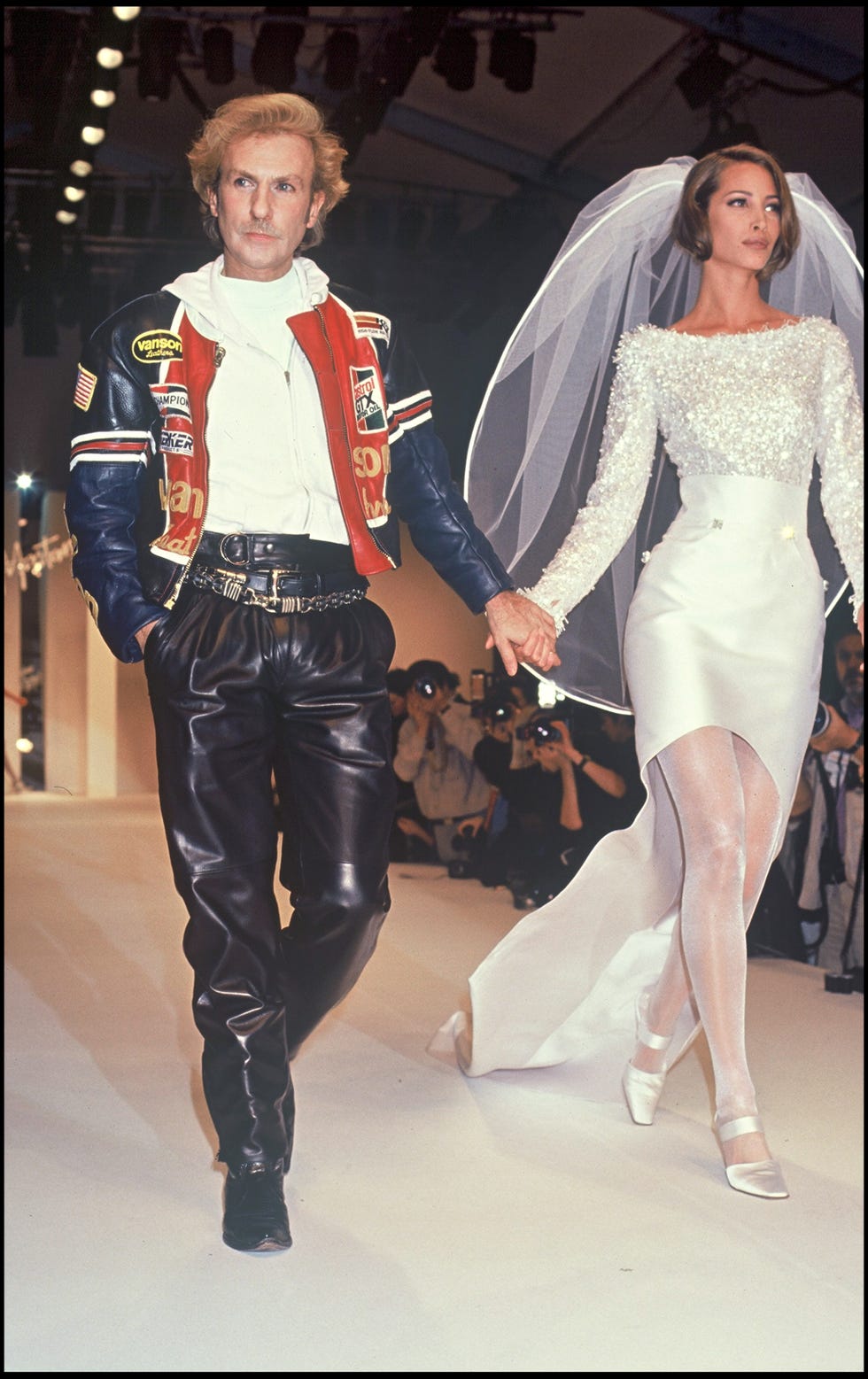 claude montana and christy turlington claude montana ready to wear fashion show spring summer 1992 collection in paris photo by bertrand rindoff petroffgetty images