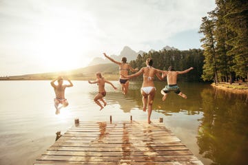 People in nature, Water, Reflection, Fun, Friendship, Sky, Happy, Vacation, Summer, Lake, 