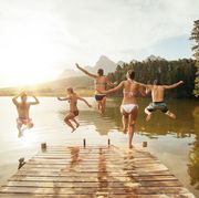 People in nature, Water, Reflection, Fun, Friendship, Sky, Happy, Vacation, Summer, Lake, 
