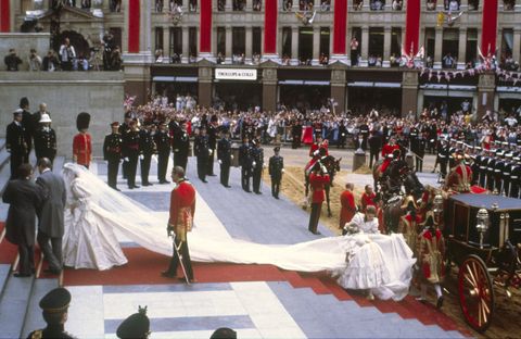 Princess Diana arriving at St Paul's Cathedral in London, England on her wedding day, July 29, 1981
