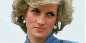 italy   april 22  diana, princess of wales, wearing a silk suit designed by fashion designer bruce oldfield, during an official overseas visit dianas crystal heart earrings are by jewellers butler and wilson  photo by tim graham photo library via getty images