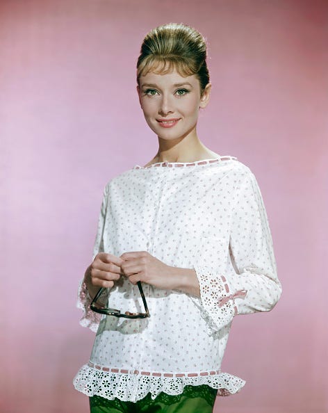 audrey hepburn beauty secrets belgian born american actress, audrey hepburn 1929 1993, wearing a white blouse with pink flowers, circa 1963 photo by archive photosgetty images