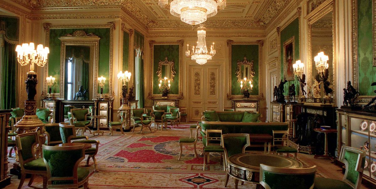 windsor, united kingdom november 17 the green drawing room, restored completely after the fire at windsor castle photo by tim graham photo library via getty images