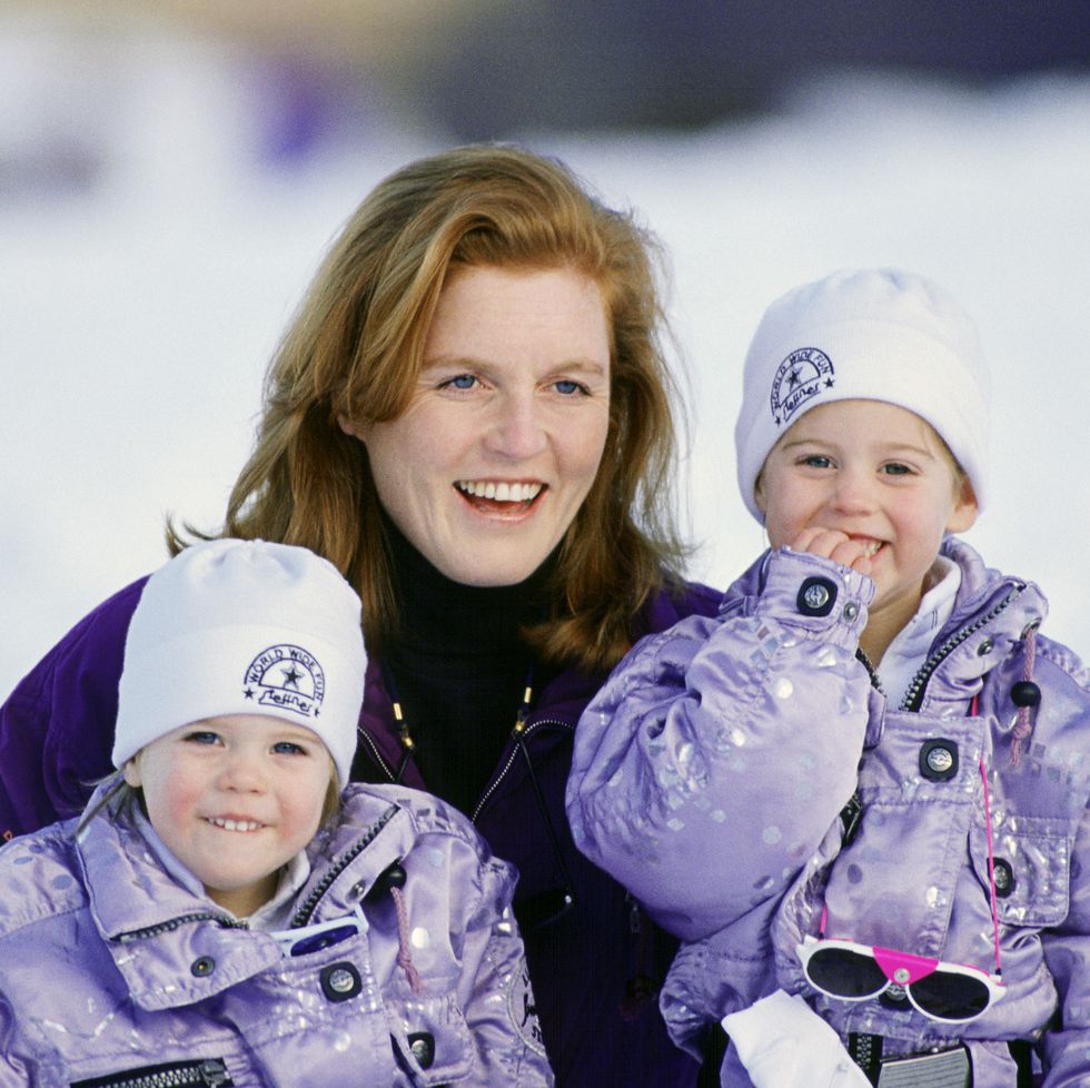 klosters, switzerland   december 28  the duchess of york during a skiing holiday with her daughters, princess beatrice and princess eugenie in klosters, switzerland  photo by tim graham photo library via getty images