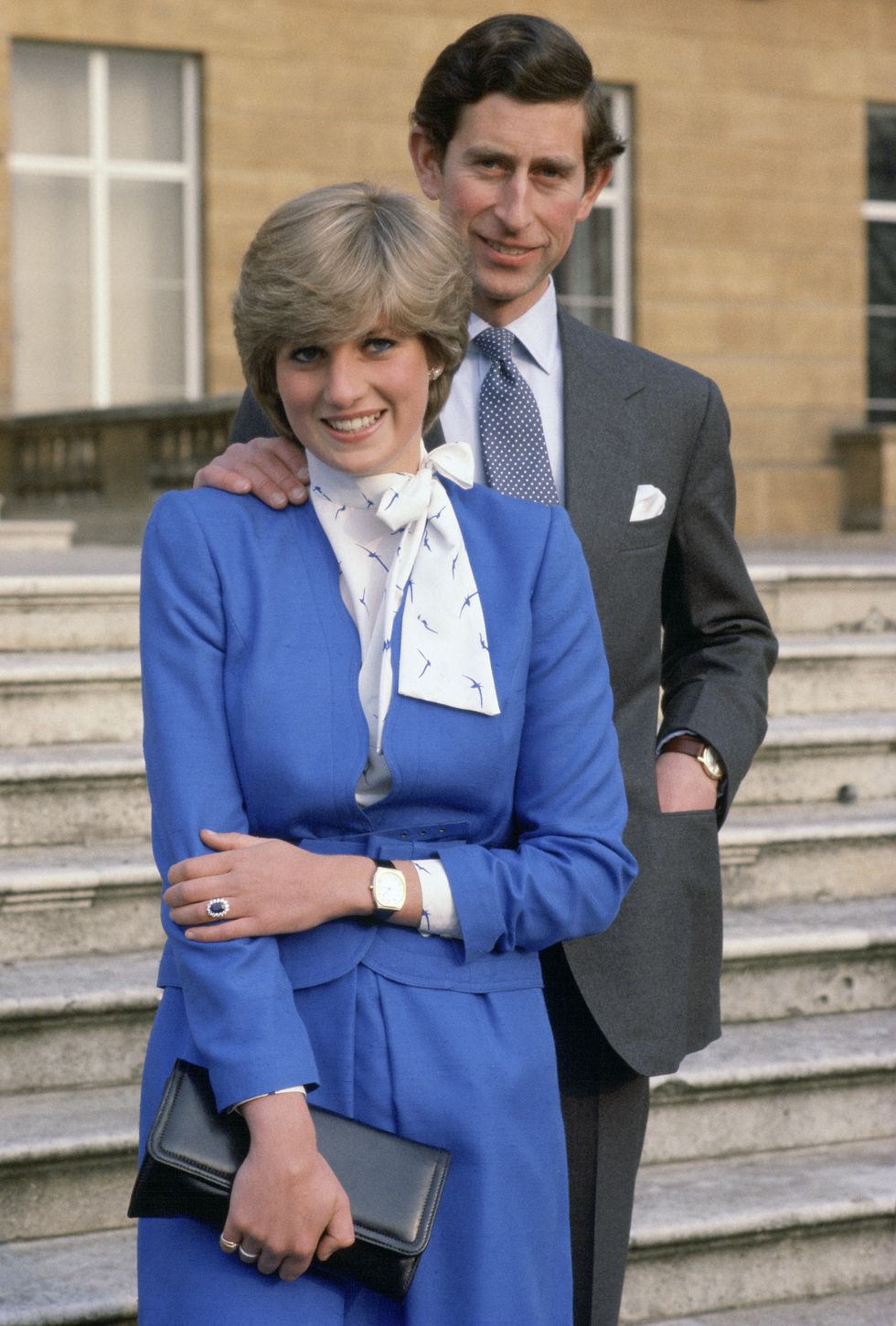 Prince Charles and Lady Diana Spencer at Buckingham Palace on the day they announced their engagement, February 24, 1981