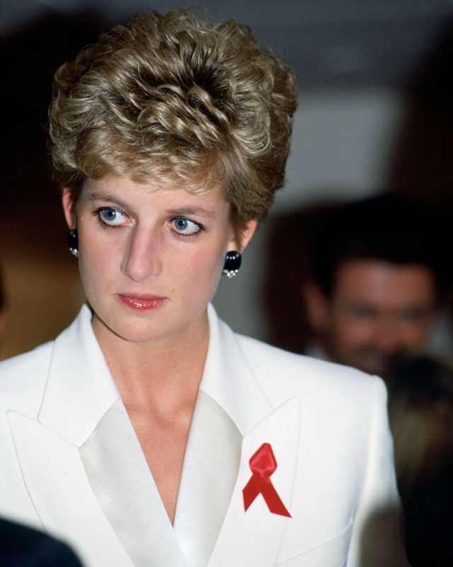 london, united kingdom   december 01  princess diana wearing the symbolic red ribbon bow at the worlds aids day annual charity of hope concert at wembley arena to raise funds for the charity crusaid on 1st december 1993  photo by tim graham photo library via getty images