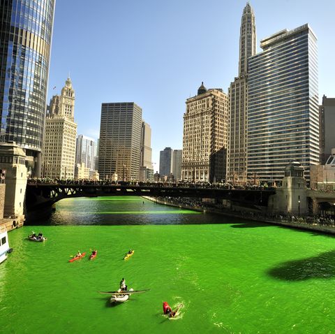 a modern day miracle occurs each year as part of the st patricks day parade celebration when the chicago river turns an incredible shade of irish green for over 40 years, the chicago journeymen plumbers turn the chicago river green for the st patricks day parade celebration most people do not know that this is a privately funded operation, which gets more expensive each year