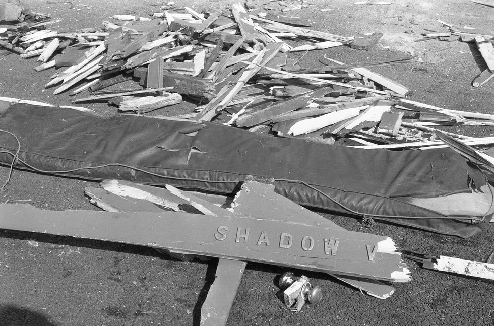 killing of lord louis mountbatten by ira explosion at mullaghmore,co sligo part of the wreakage of lord mountbattens boat the shadow v, circa august 1979 part of the independent newspapers irelandnli collection photo by independent news and mediagetty images