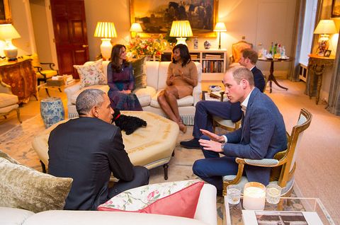 London, United Kingdom April 22nd Prince William in Kensington Palace apartment 1a drawing room The Duchess of Cambridge talking to US First Lady Michelle Obama as Catherine speaking to President Barack Obama in Kensington Palace drawing room 2016 The President and his wife are currently on a short visit to England, April 22nd, in London, England, where they will attend lunch with Queen Elizabeth II at Windsor Castle, followed by Prince William and his wife, Duke Catherine. I plan to have dinner with my wife. Cambridge at Kensington Palace Mr Obama visited 10 Downing Street this afternoon to hold a joint press conference with British Prime Minister David Cameron, insisting Britain stay within the European Union.