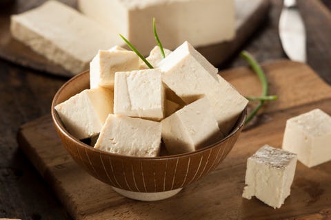 organic raw soy tofu on a background