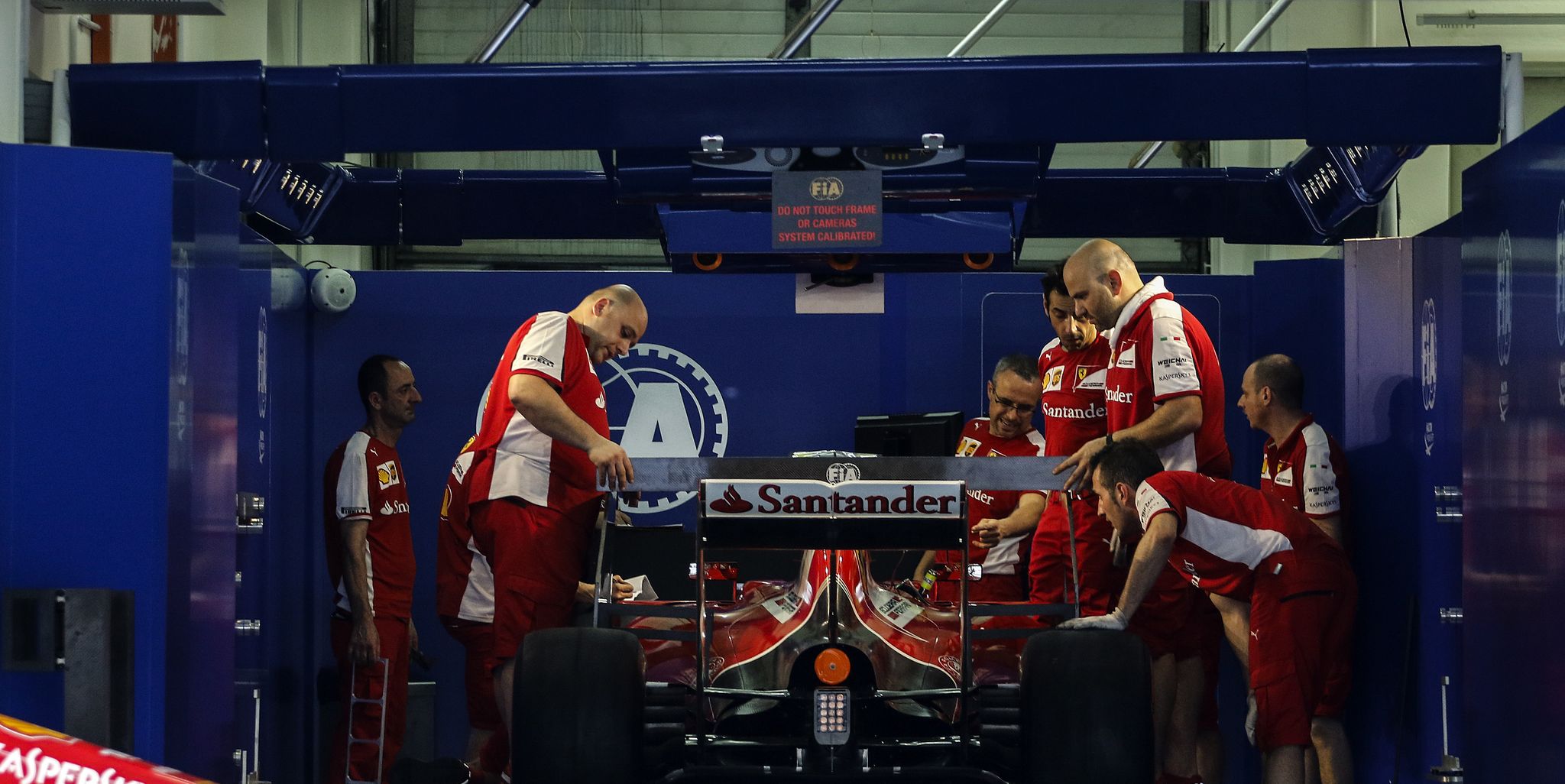 scuderia ferrari f1 team car is under official inspection by fia ahead of malaysian formula one grand prix at sepang interational circuit sic in malaysia on 26 march 2015 malaysian formula one grand prix will take place on 29 march 2015 photo by ahmad yusninurphoto photo by nurphotonurphoto via getty images