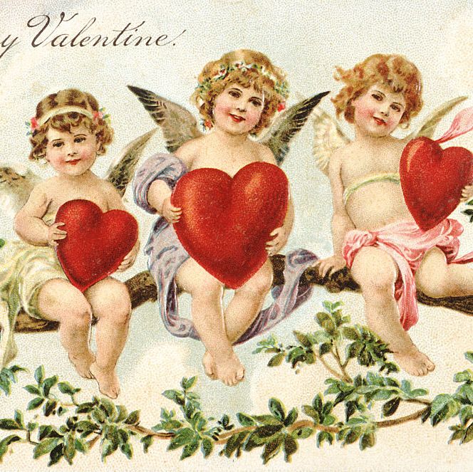 Beautiful Antique Valentines Day Card, C Late 1800s Victorian