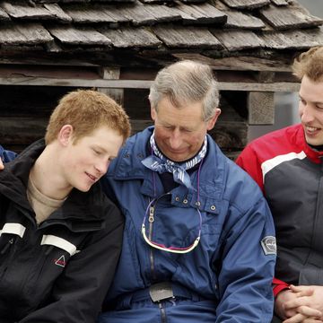 king charles met zijn zoons prins william en prins harry in zwitseland in maart 2005