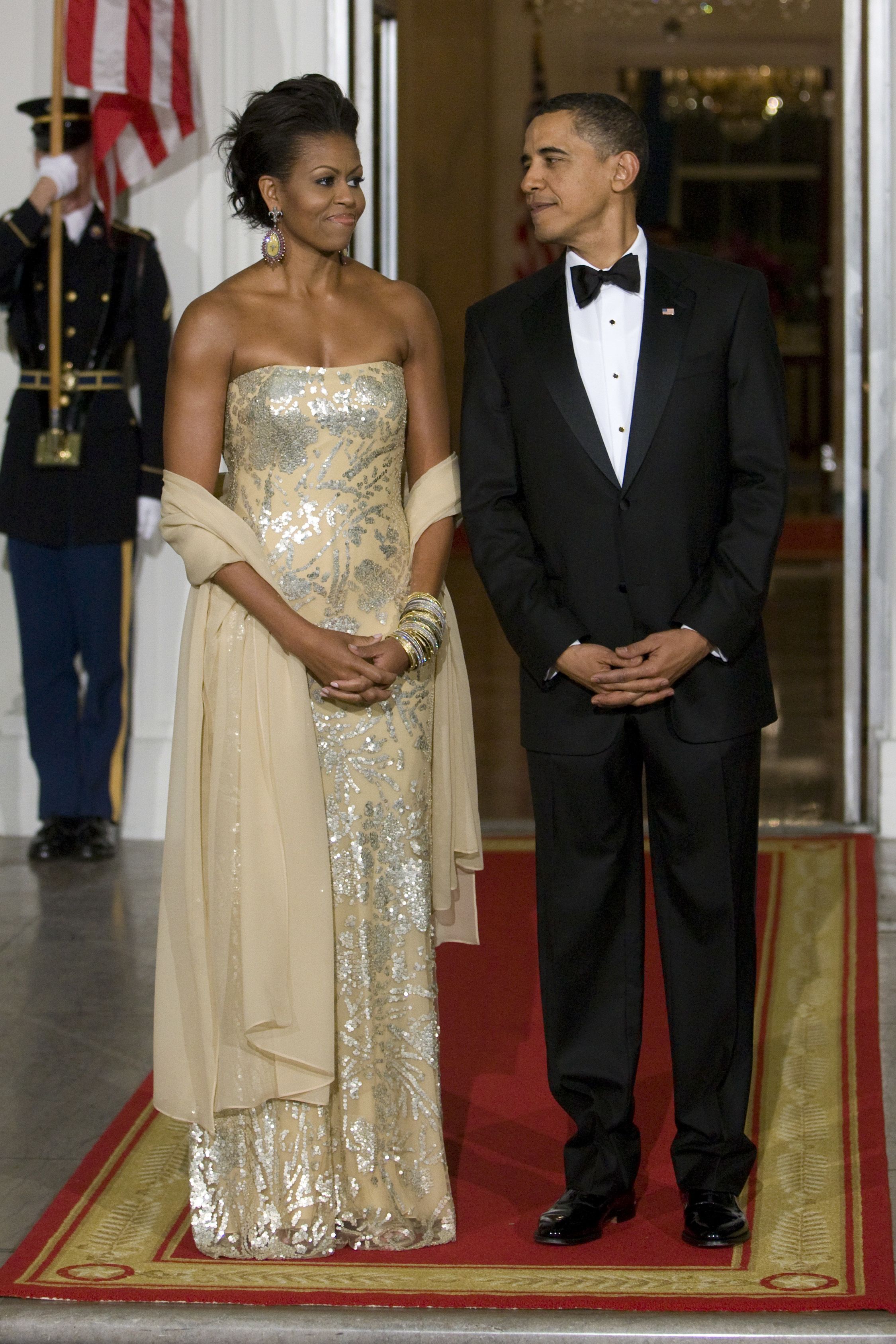 Michelle obama clearance gold dress